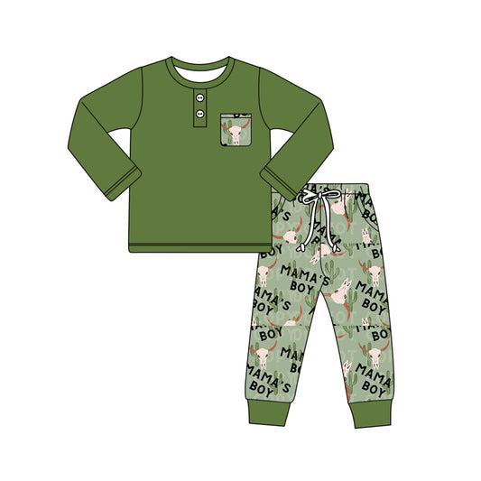 BLP0920  preorder mama's boy cow  western hunting boy pajamas outfit 202408