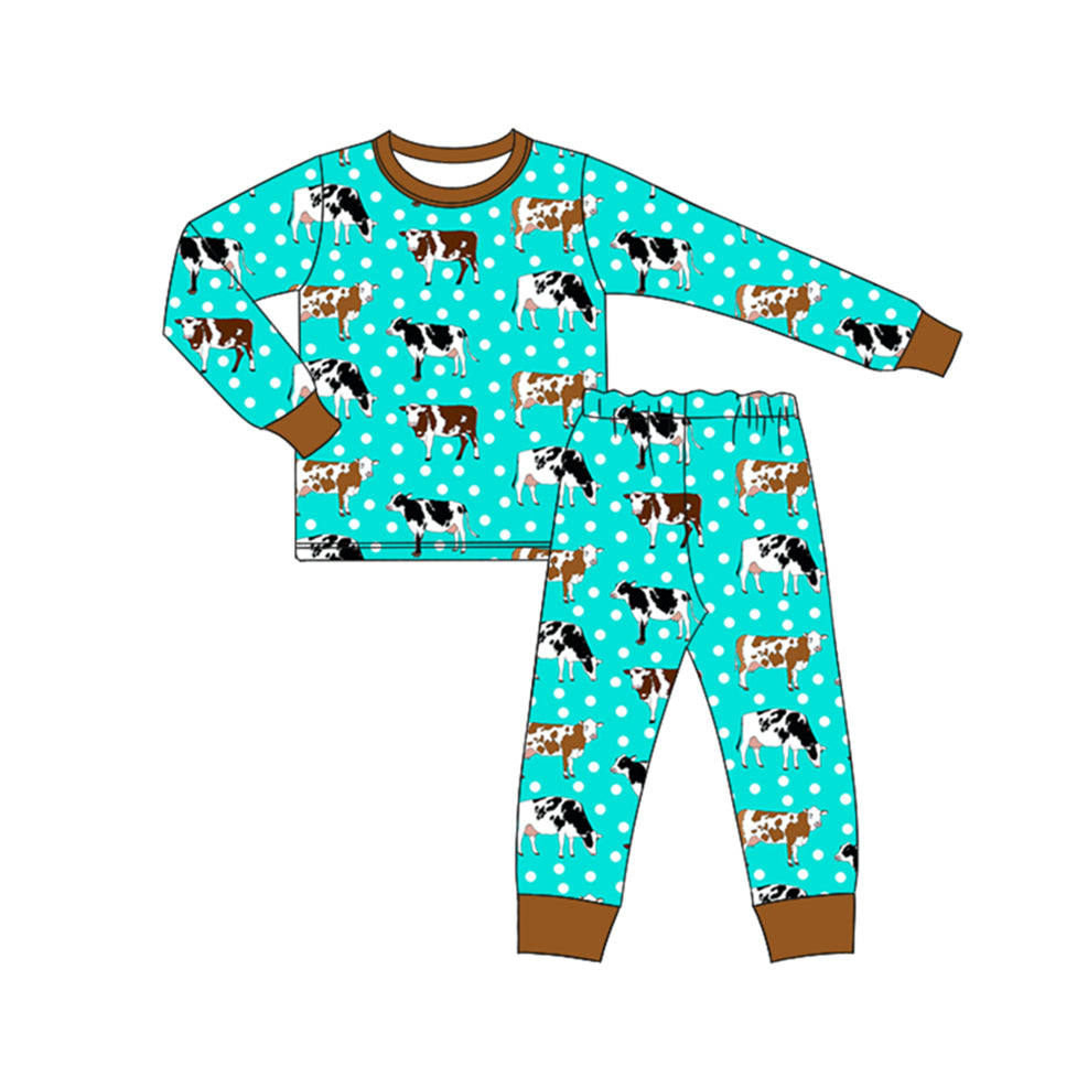 BLP0943 preorder cow  western farm boy pajamas outfit 202409