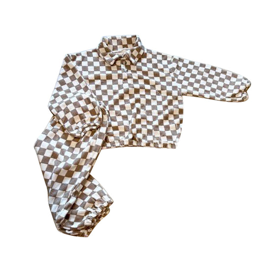 BLP0946  preorder  checkerboard  western farm boy pajamas outfit 202409