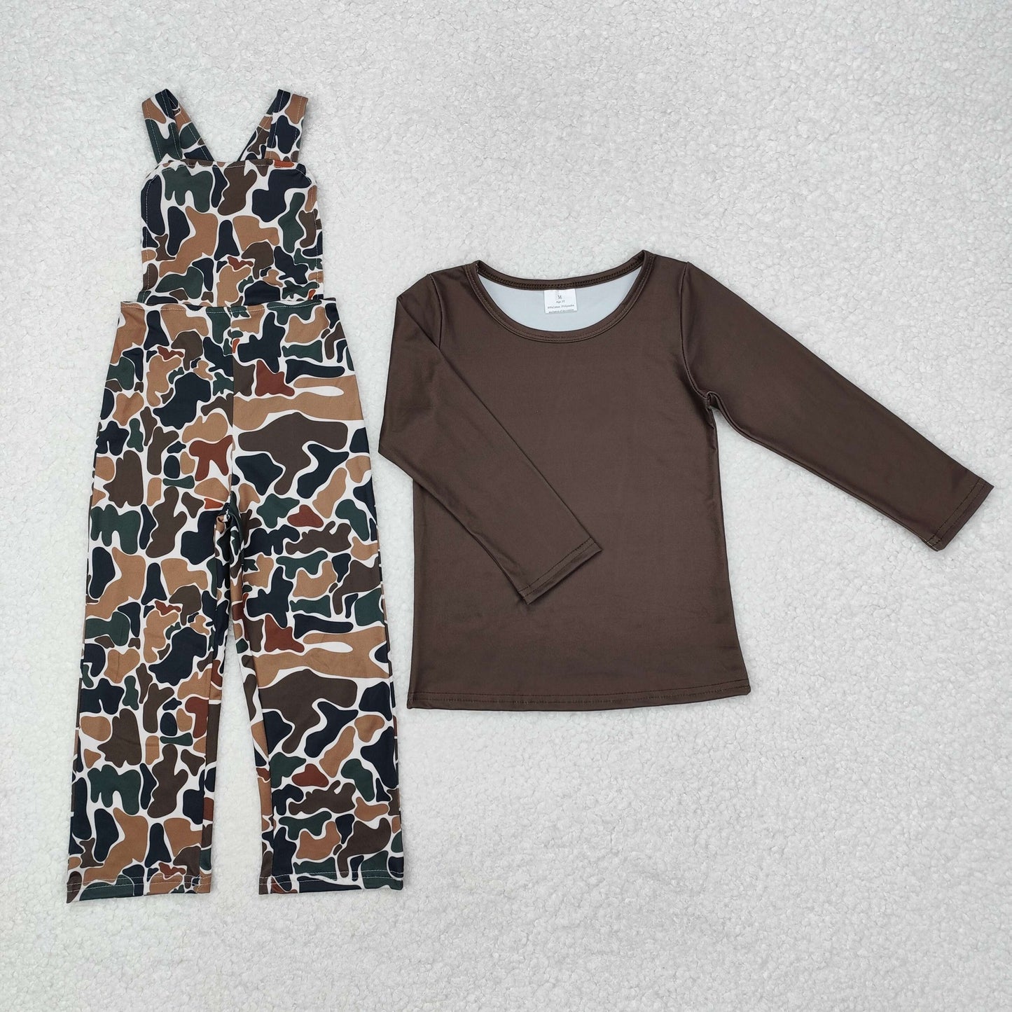 BLP0966 组合 camo brown Long Sleeve Overall jumpsuit set boy outfit   202411 RTS