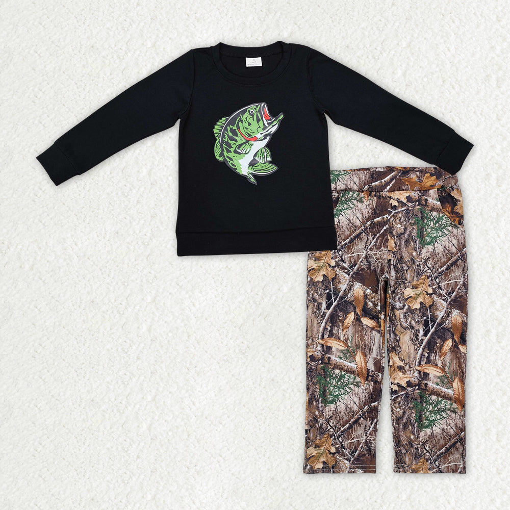 BLP1043 胶印 vinyl camo fish  boy outfit 202412 RTS