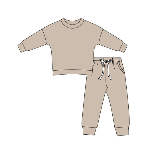 BLP1051  preorder western cotton solid tan brown boys kids girl outfit 202411 sibling