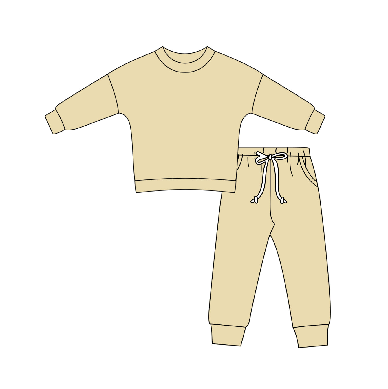 BLP1052 preorder western cotton solid light tan yellow boys girls outfit 202411 sibling