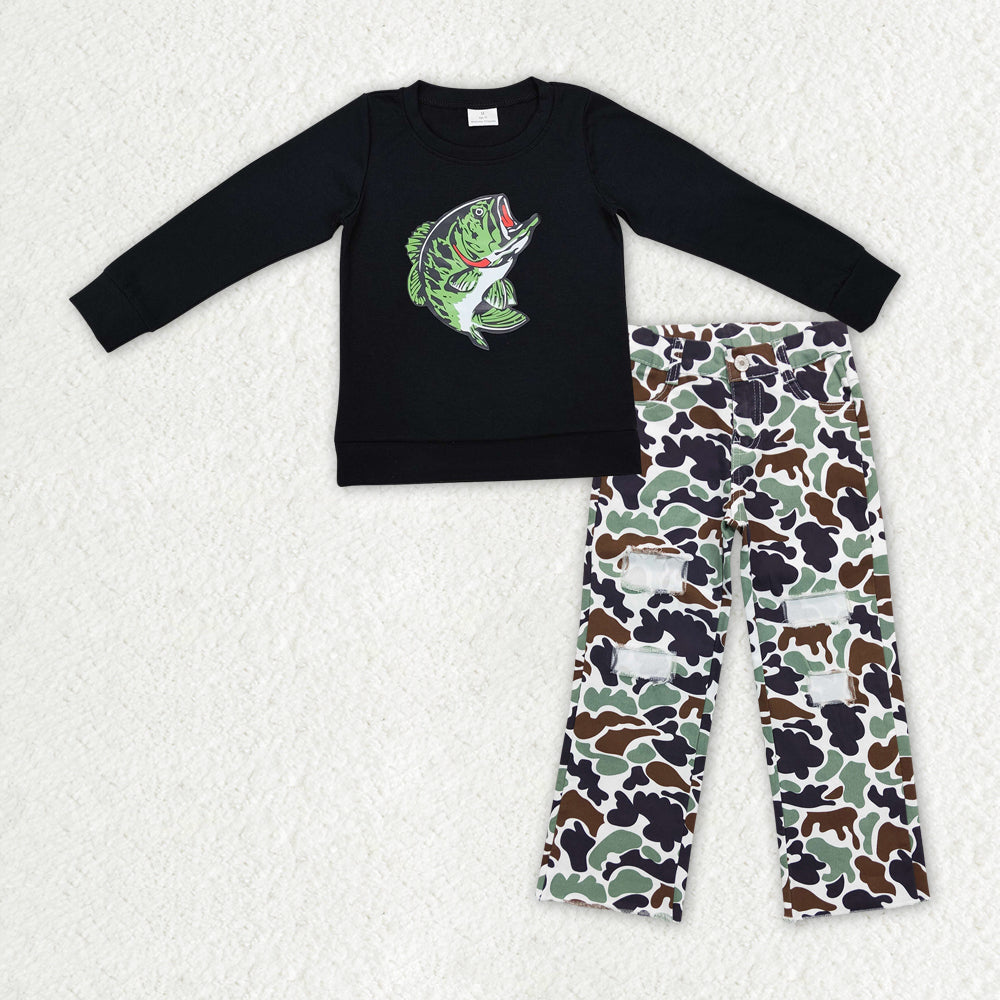 BLP1061组合 vinyl camo fish jeans boy outfit 202412 RTS