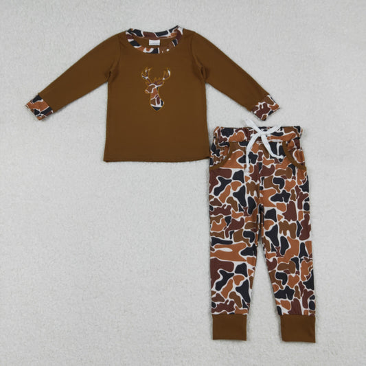 BLP1078  embroidery deer camo western  kids outfit 202509 RTS