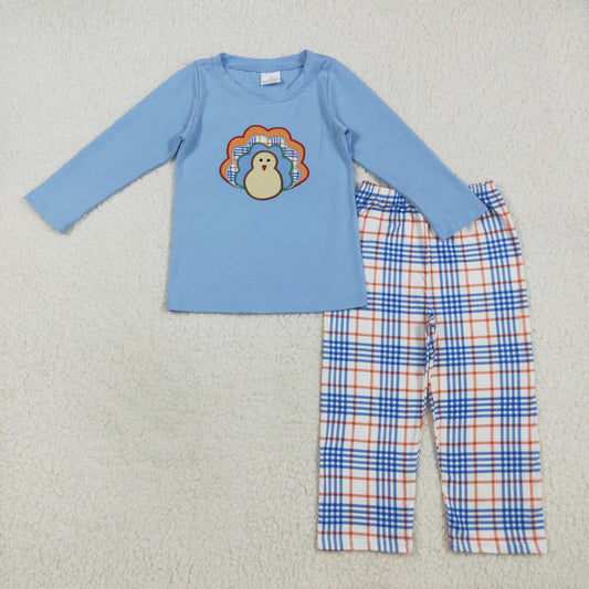 BLP1079 turkey embroidery thanksgiving  western  kids outfit 202507 RTS