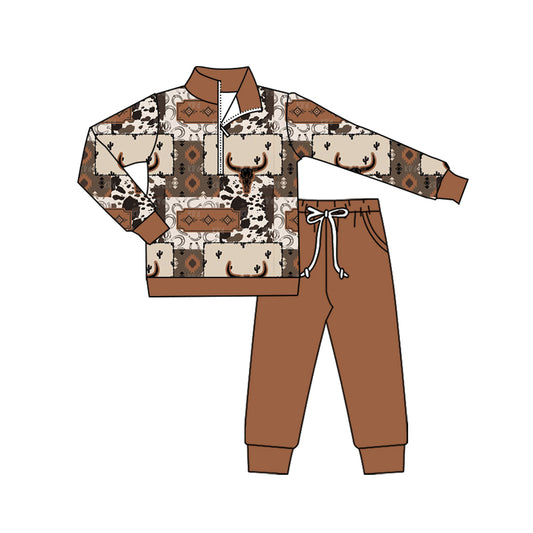 BLP1199 cow western  kids boy outfit 202507 preorder