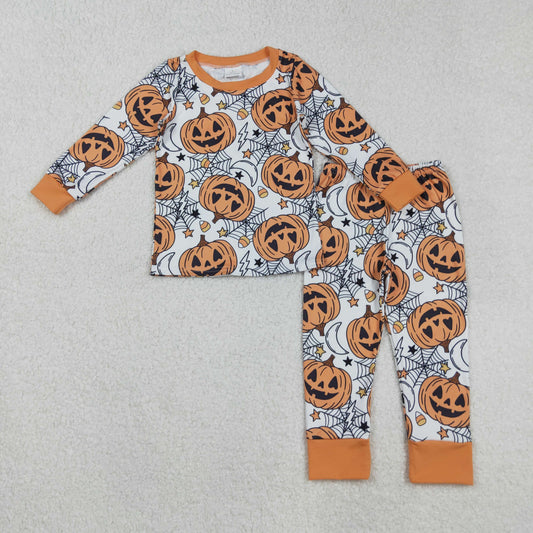 BLP1210 pumpkin Halloween moon western boy pajamas outfit 202509 RTS