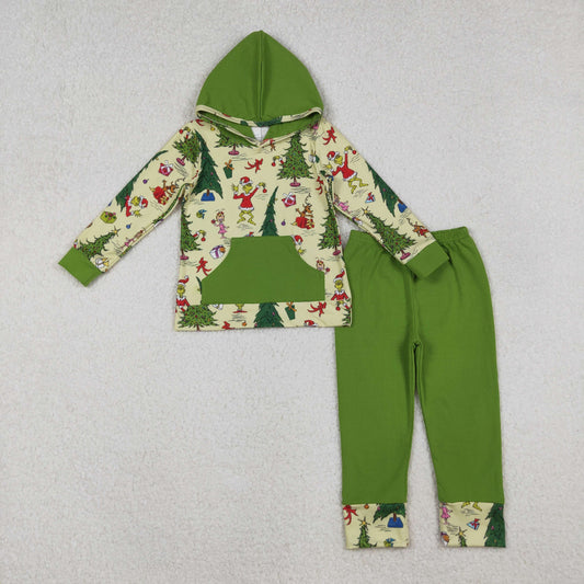 BLP1224-XS-3XL Hoodie green Christmas tree boy pajamas outfit 202509  RTS