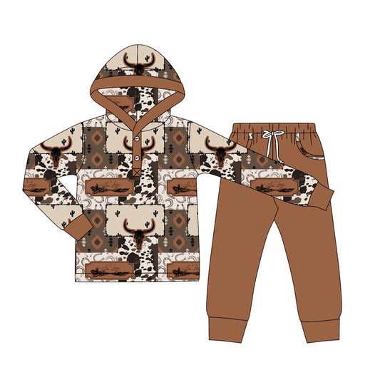 BLP1238 Hoodie cow hunting western boy outfit 202508 preorder