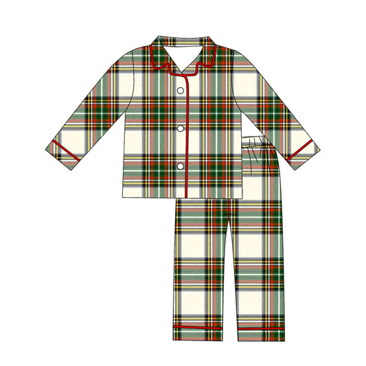 BLP1277 checkerboard Christmas adult men white red green black pajamas outfit 202509 preorder