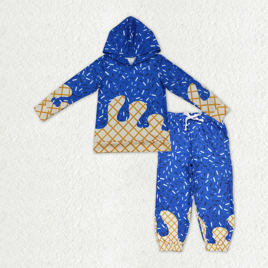 BLP1329组 yoga pants  hoodie Ice cream blue long sleeve boy outfit 202510 RTS sibling RTS