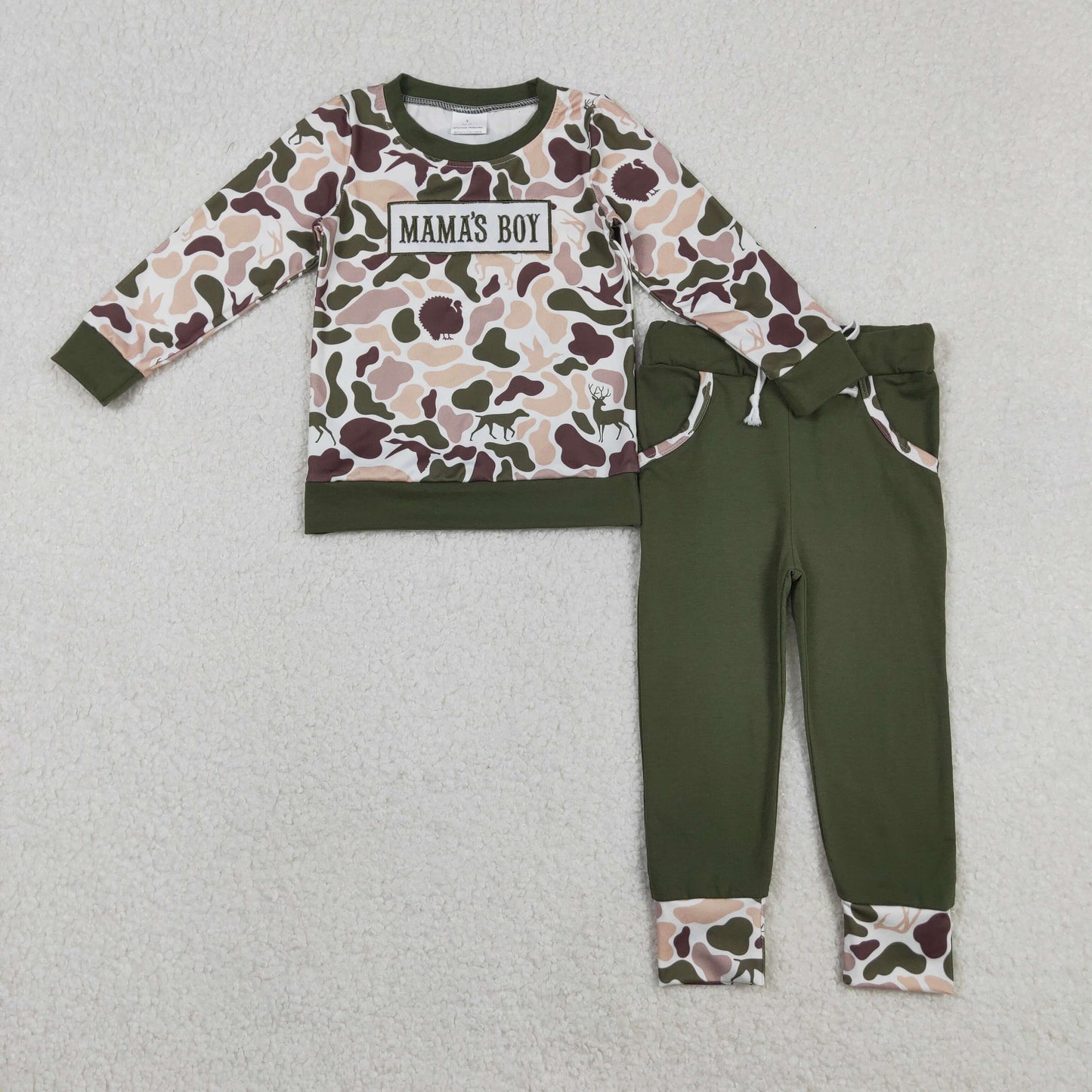 BLP1338 embroidery mama's boy camo sibling  boy outfit 202511   RTS