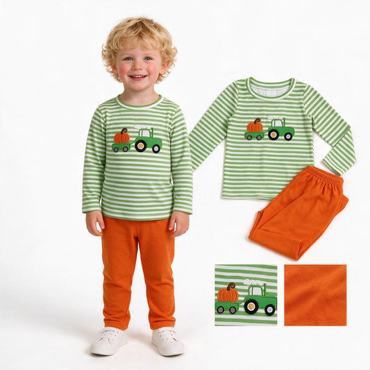 BLP1441 Embroidery Halloween duck pumpkin boy outffit RTS 202608 RTS