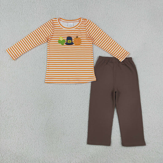 BLP1442 embroidery Halloween  pumpkin boy outffit RTS 202608 RTS