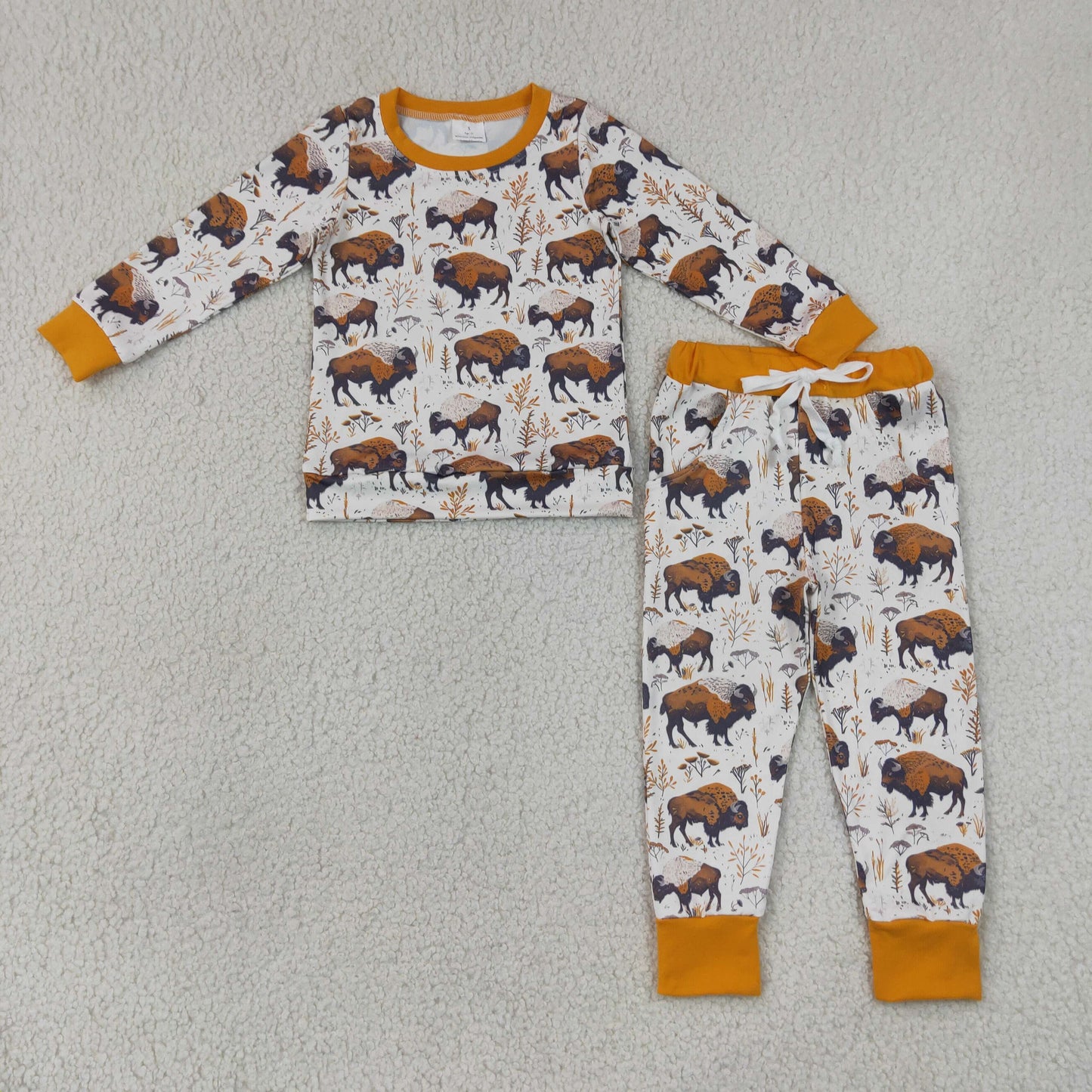 BLP1466 Toddler Buffalo Print Long Sleeve Kids Sleep Pajama Set  202607 RTS