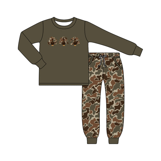 BLP1473   Thanksgiving turkey camo pumpkin boy outffit RTS 202619 preorder