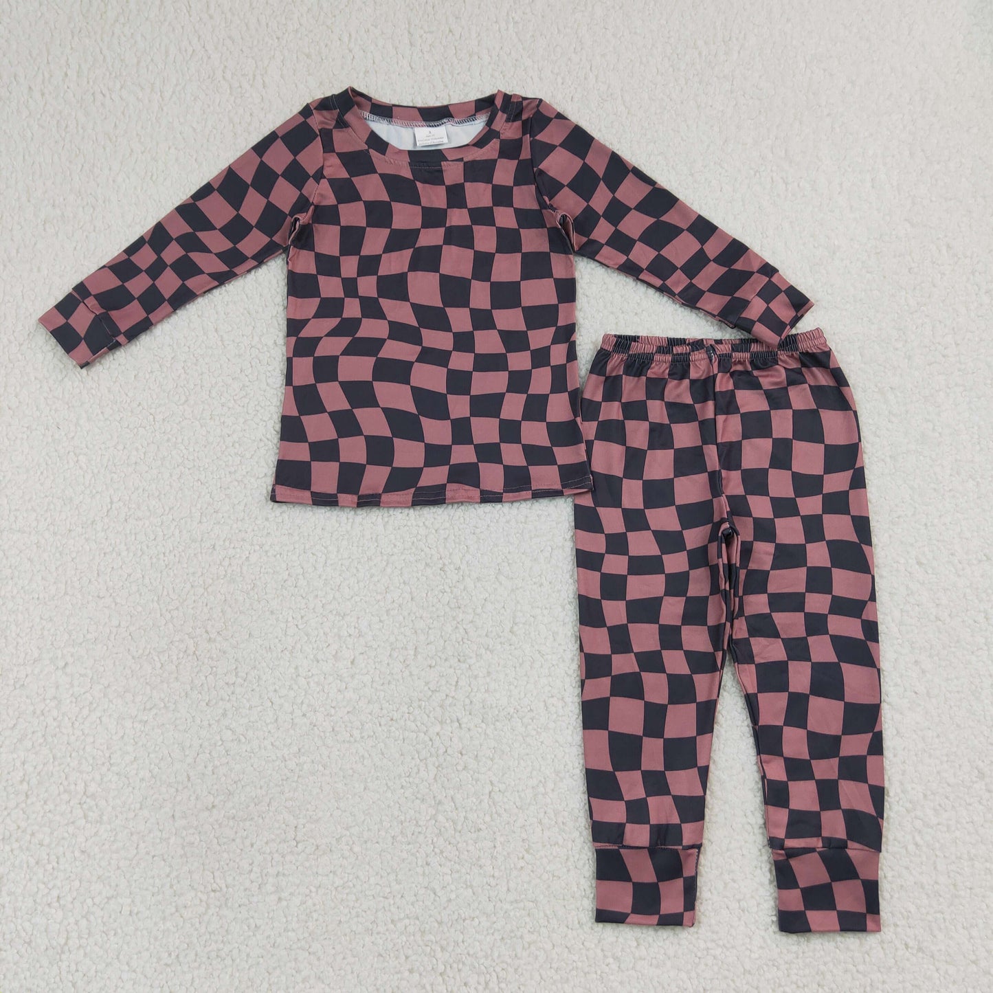 BLP1480 checkerboard purple black western girl Pajamas outfit 202607 RTS