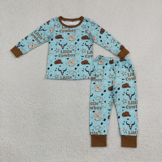 NO MOQ RTS BLP1485  Little Cowboy Pajamas | Western Boot Hat 2Pcs Sleepwear