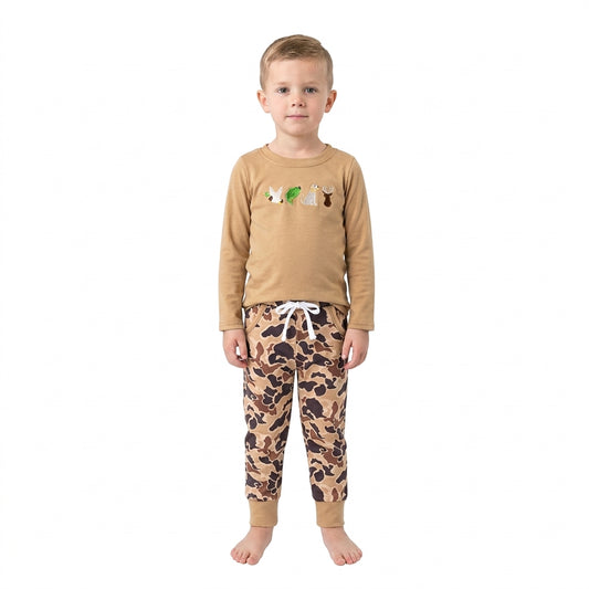 RTS BLP1493 embroidery Kids Long Sleeve Embroidery Top & Camo Pants Outfit Set 202608