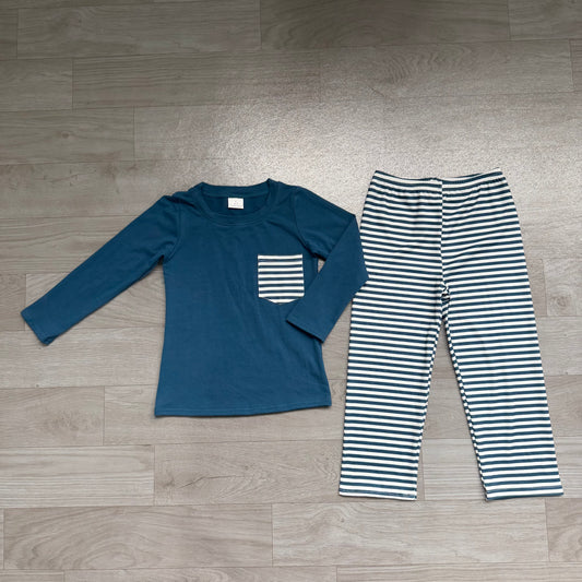 RTS BLP1512 Pocket Long Sleeve Top Striped Pants Girls Casual Outfit 202608