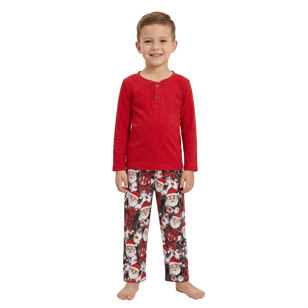NO MOQ RTS BLP1513 Baby Girl Clothes Santa Ho Ho Ho Candy Cane Print Long Sleeve Henley Top Pant Pajama Outfit 202609