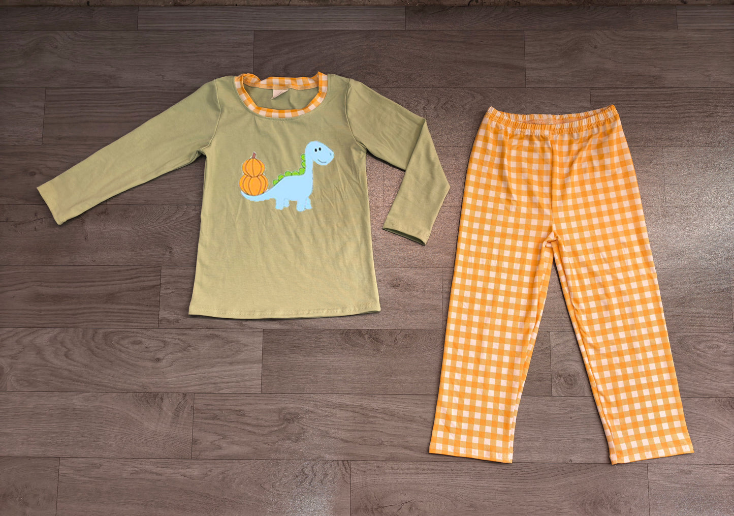 Preorder BLP1515 Dino Pumpkin Print Kids Sweatshirt Pants Set 2Pcs Set kid outfit 202608