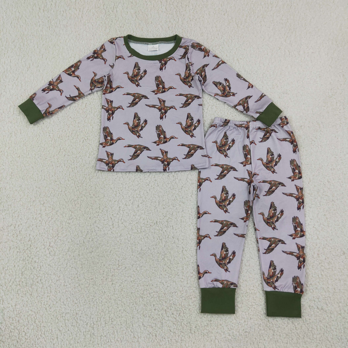 NO MOQ BLP1538 Fall DUCK HUNTING Kids BOY Pajamas Long Sleeve Top Pant 2Pcs Set