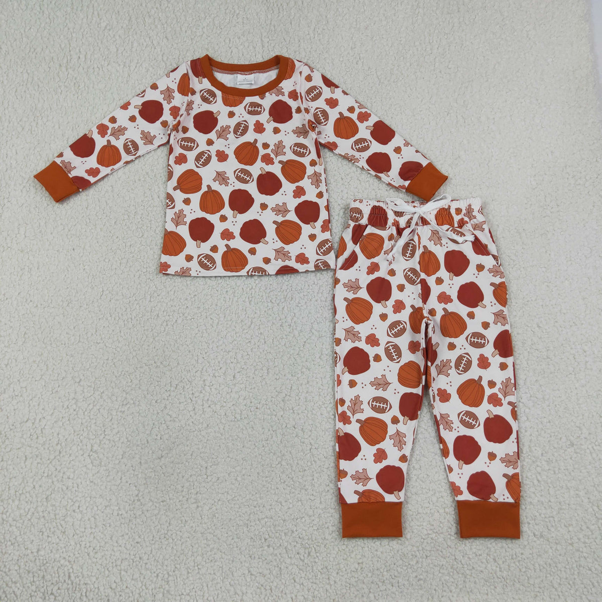 NO MOQ RTS BLP1539 BT1928+P1197 bundle Fall Sports Pajamas Basketball Football Print Top & Pants