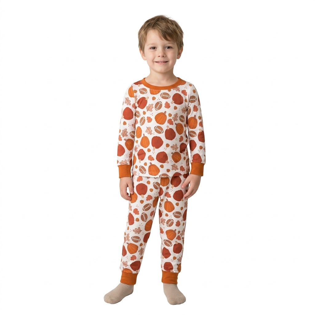 NO MOQ RTS BLP1539 BT1928+P1197 bundle Fall Sports Pajamas Basketball Football Print Top & Pants