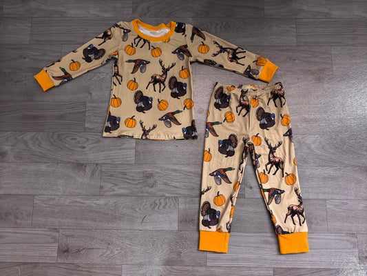RTS BLP1556 Halloween Pumpkin Spider Print Kids Long Sleeve Top & Pants 2Pcs Outfit