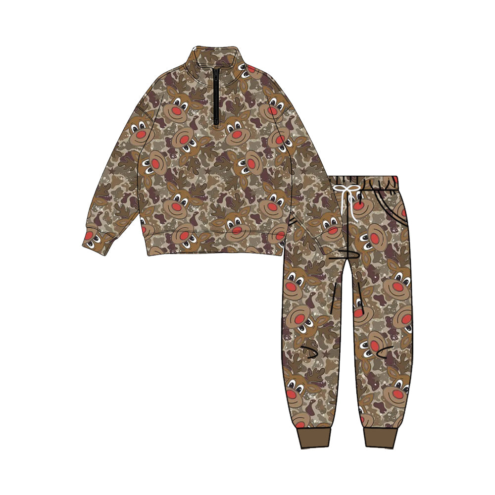 BLP1562 Christmas deer camo zipper fall winter boy Pants outfit Set 202608 PREORDER
