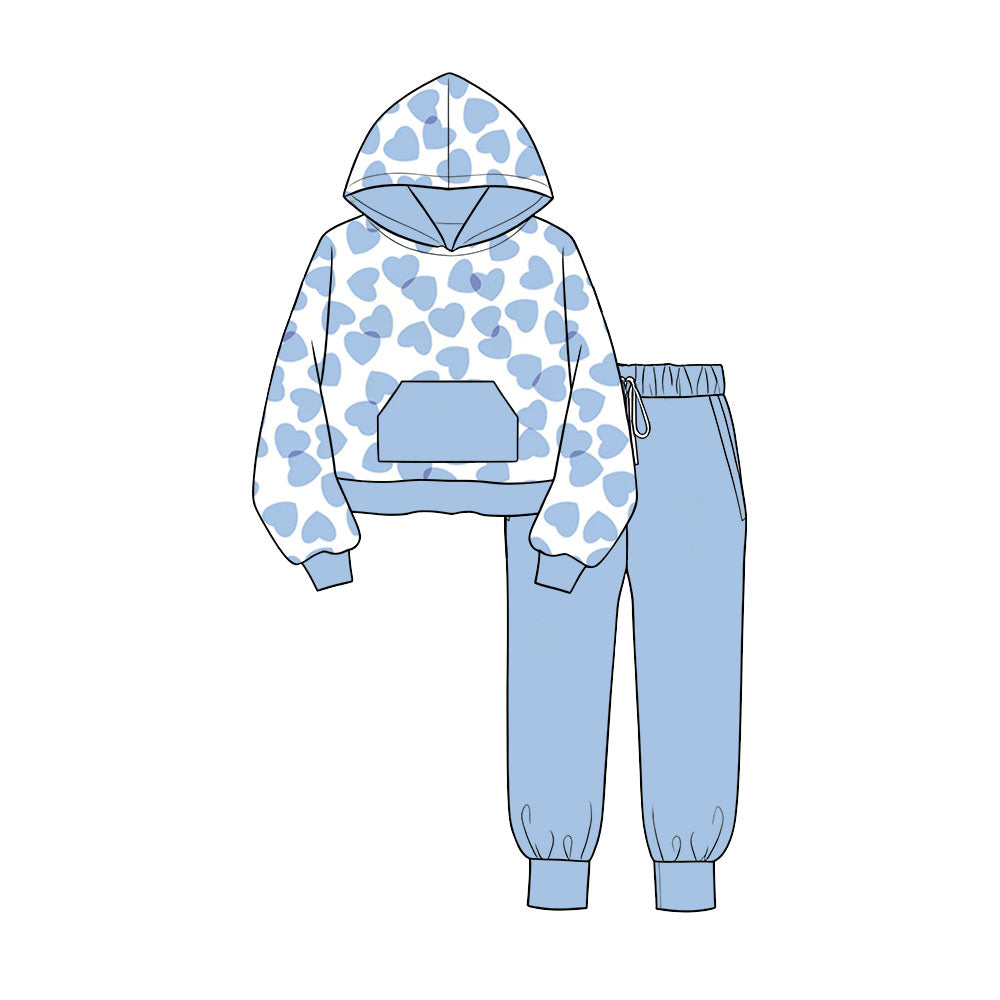 BLP1563 hoodie love blue pocket Valentine's Day winter boy Pants outfit Set 202608 PREORDER（副本）