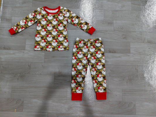 Sample-Real Pics BLP1600 Baby Boy Clothes Santa Claus Camo Mixed Print Long Sleeve Pajama Set