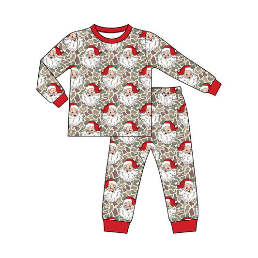 Preorder BLP1613 Baby Boy Clothes Vintage Santa Camo Print Long‑sleeve Pajama Loungewear Set