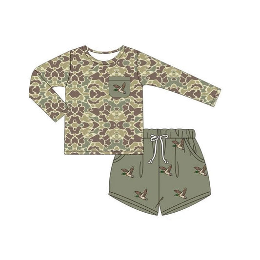 BLS0002  Duck camo shorts long sleeve boy  outfit 202506 preorder