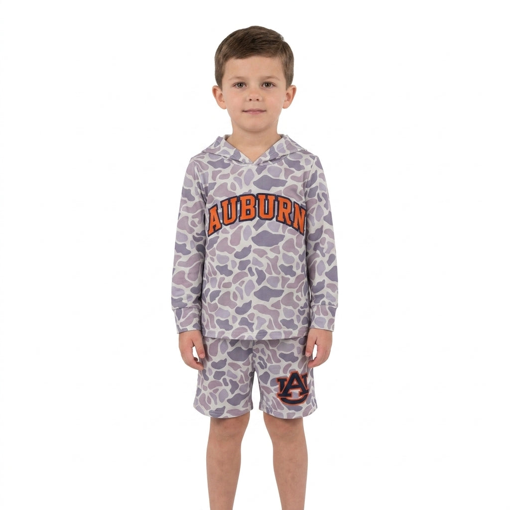 RTS BLS0041  Kids Camo Print Hoodie Top Shorts Clothing Set  202608