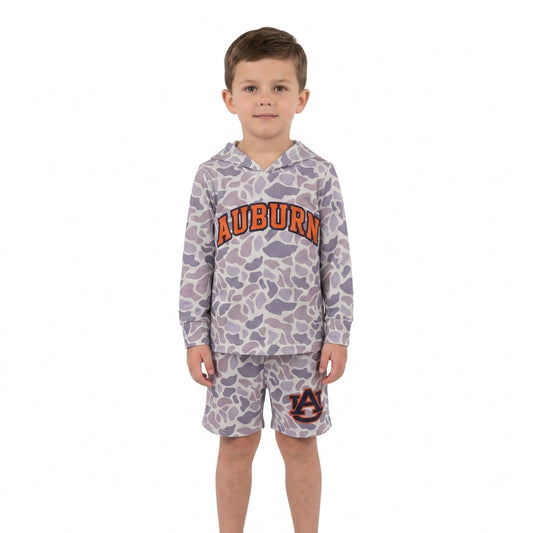 RTS BLS0041  Kids Camo Print Hoodie Top Shorts Clothing Set  202608