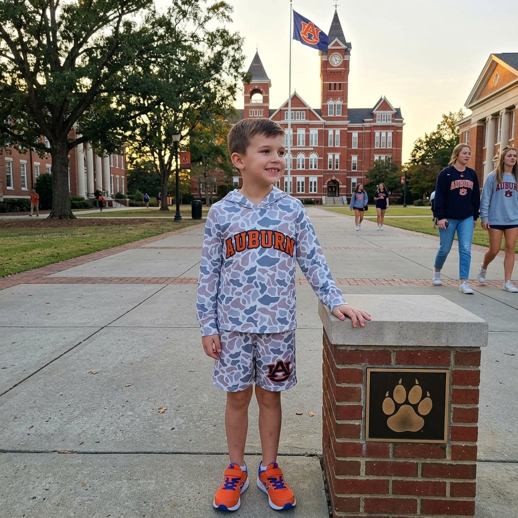 RTS BLS0041  Kids Camo Print Hoodie Top Shorts Clothing Set  202608