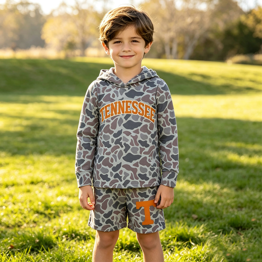 RTS BLS0042 Tenessee Kids Camo Print Hoodie Top Shorts Outfit Set 202609