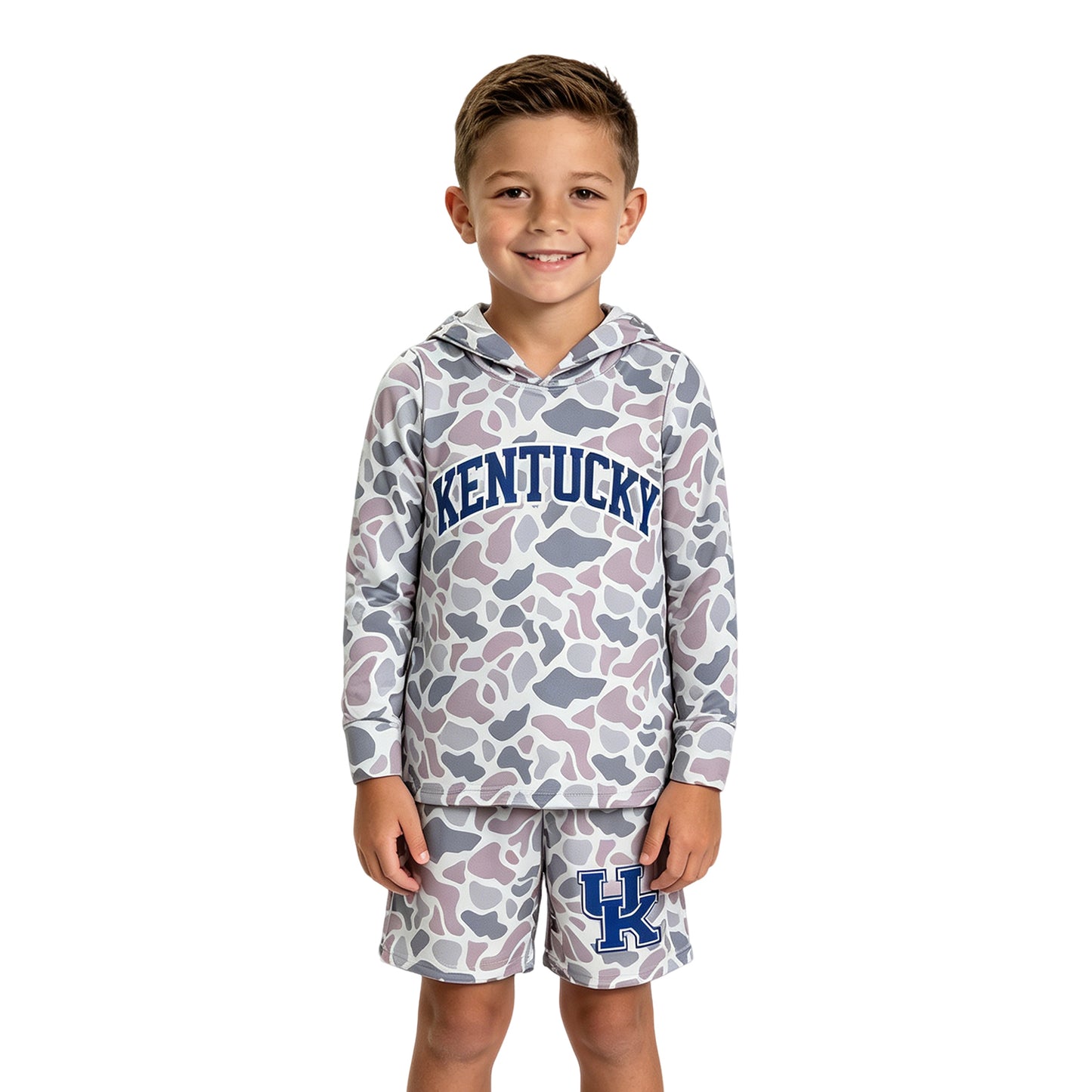 RTS BLS0042 Kentucky Kids Camo Print Hoodie Top Shorts Outfit Set 202609