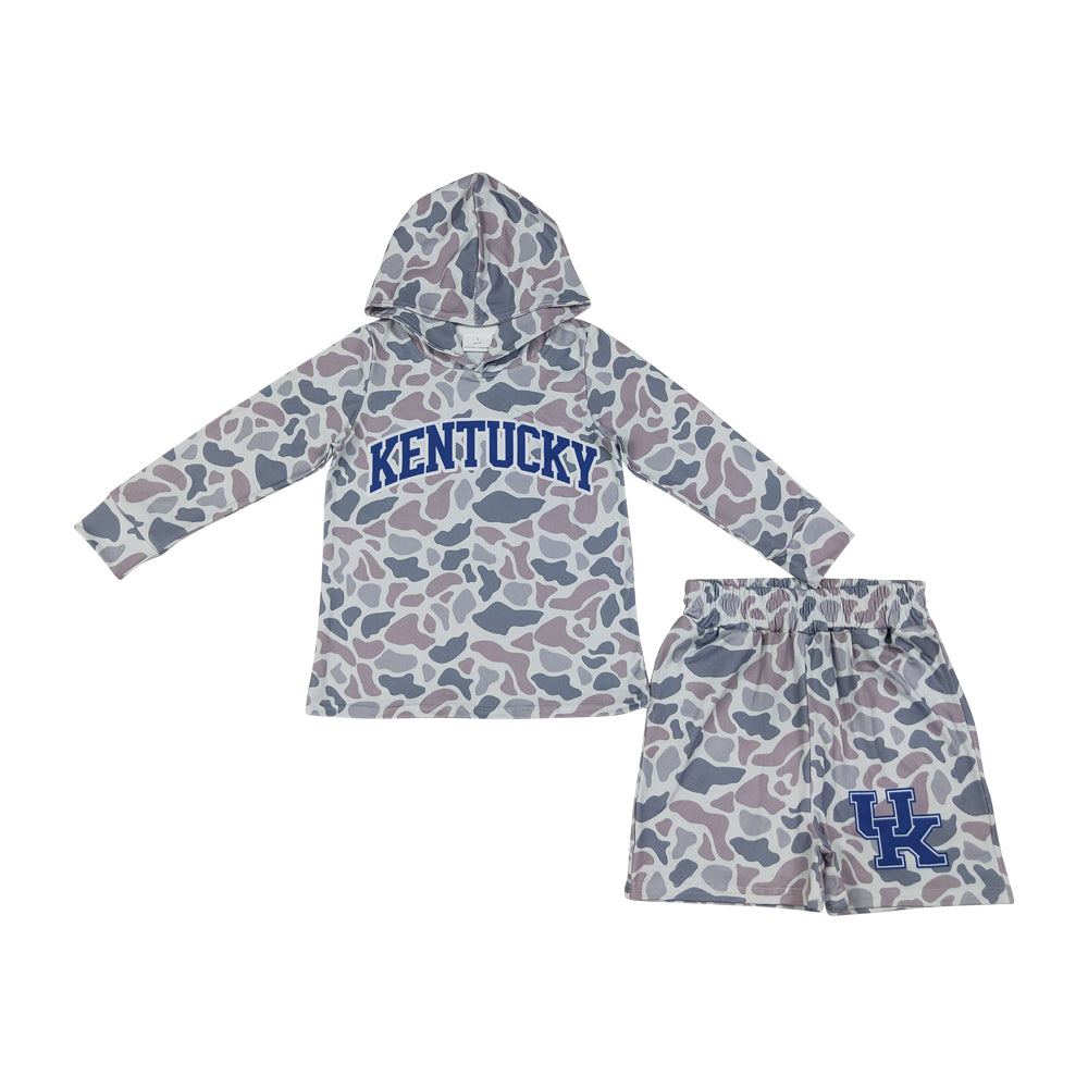 RTS BLS0042 Kentucky Kids Camo Print Hoodie Top Shorts Outfit Set 202609