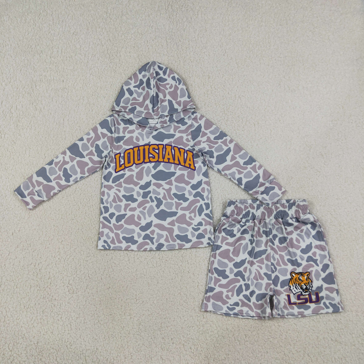 RTS BLS0042 Tenessee Kids Camo Print Hoodie Top Shorts Outfit Set 202609