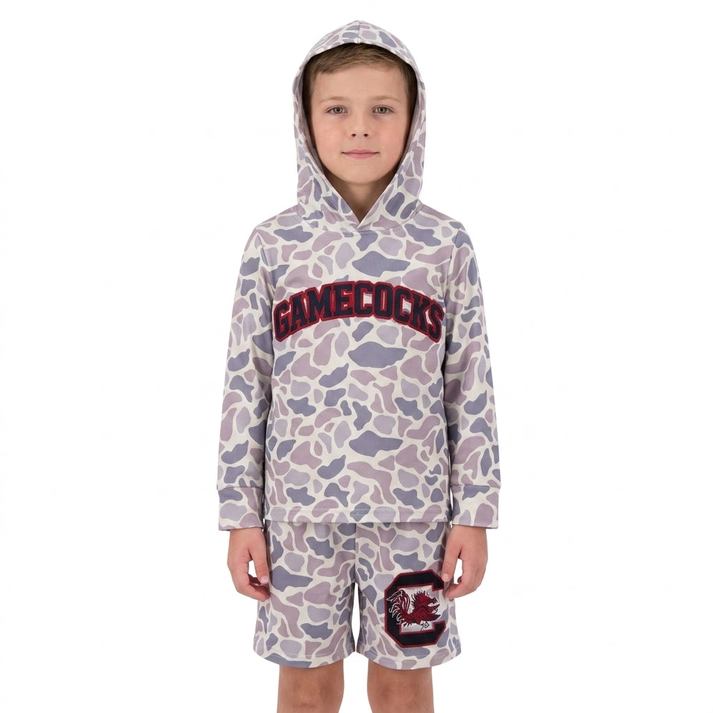 RTS BLS0048 Kids Camo Print Hoodie Top Shorts Outfit Set 202608