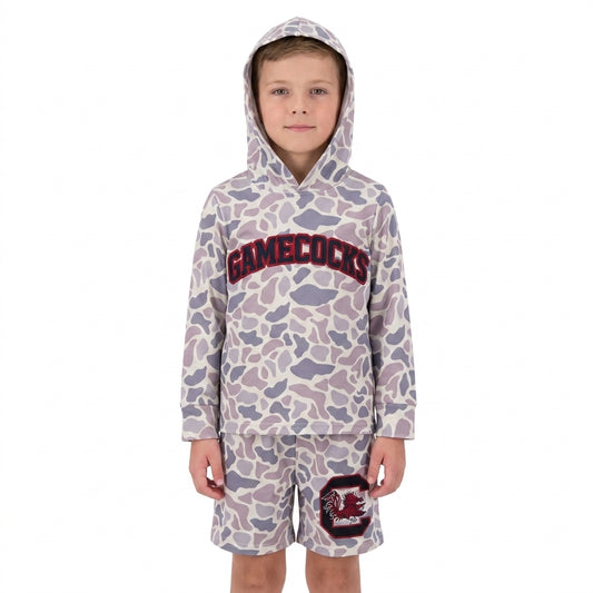 RTS BLS0048 Kids Camo Print Hoodie Top Shorts Outfit Set 202608