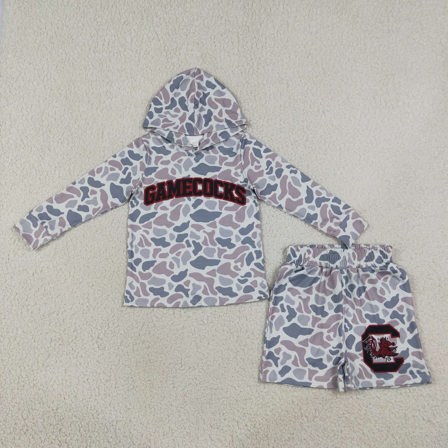 RTS BLS0048 Kids Camo Print Hoodie Top Shorts Outfit Set 202608