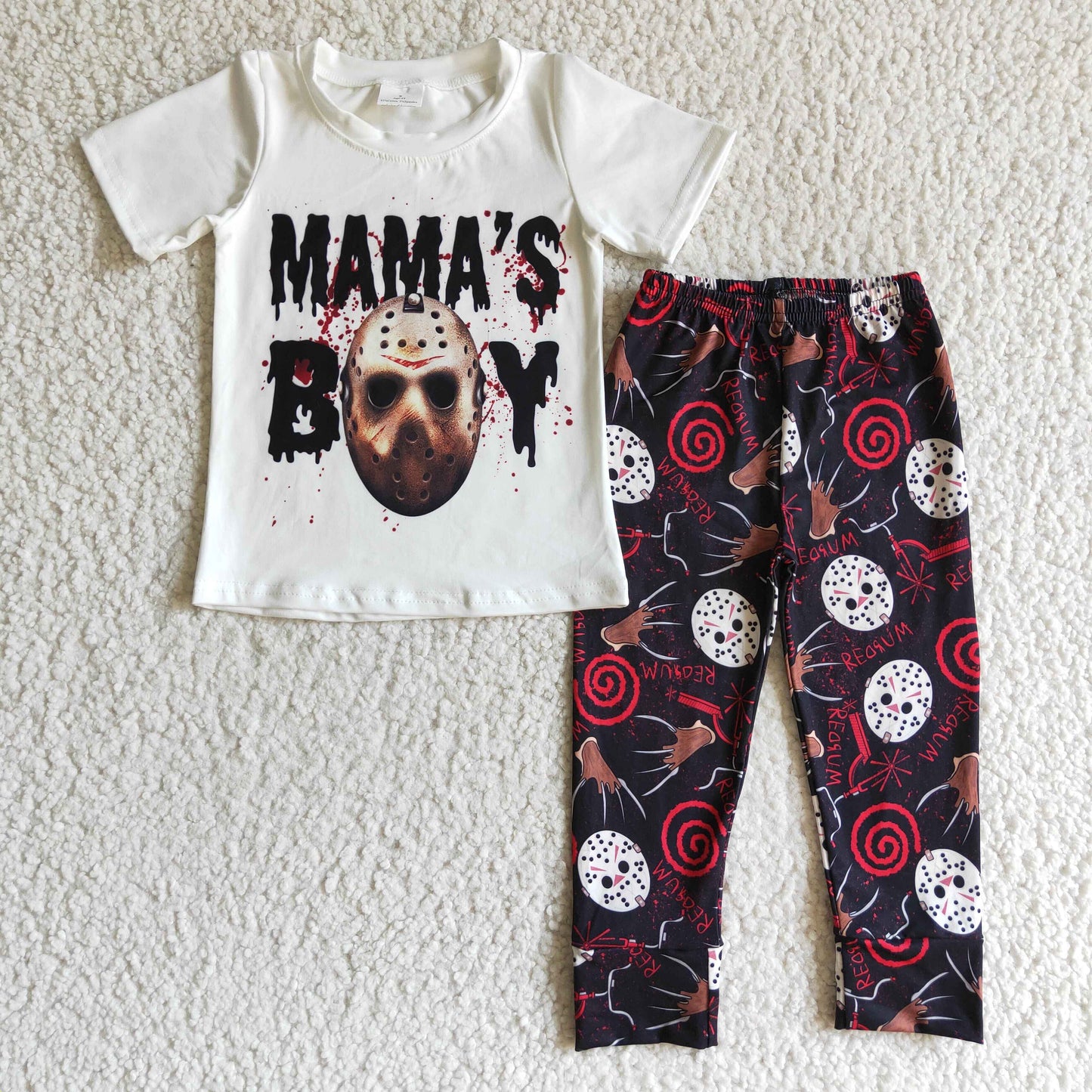 Promotion RTS BSPOO033 mama's boy print jogging short sleeve long pants boy clothes outfit