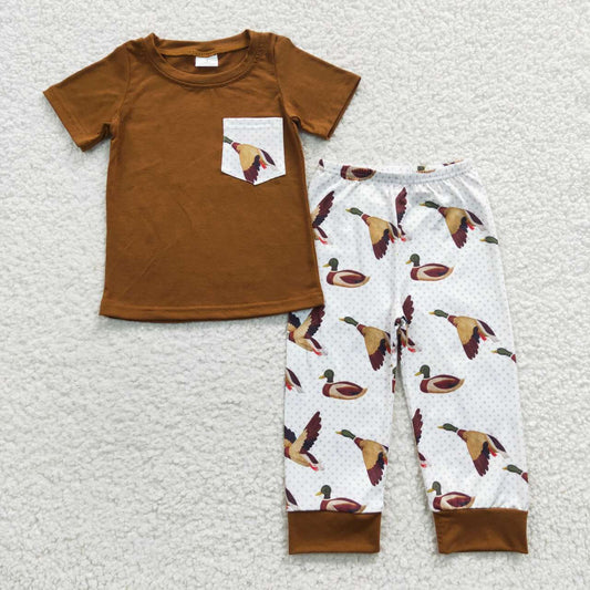 BSPO0102  flower brown bird short sleeve shorts summer girl outfit 20230503 RTS