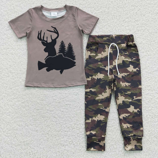 BSPO0108 western deer camo fall  short sleeve boy outfit 20230524 RTS