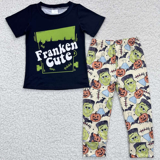 BSPO0129 helloween franken short sleeve children boy outfit 202408 RTS